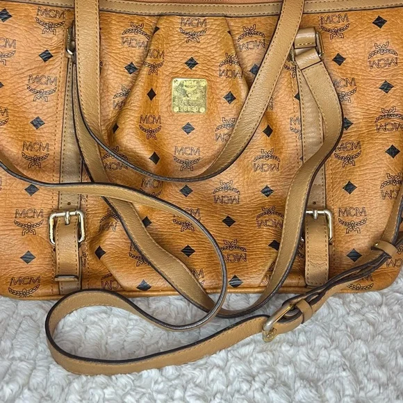 Authentic MCM Cognac Visetos 2 way Bag